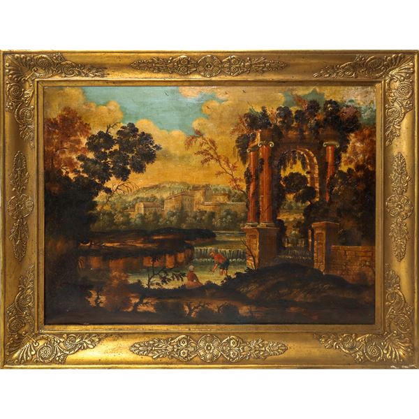 Scene of bathers with ancient ruins