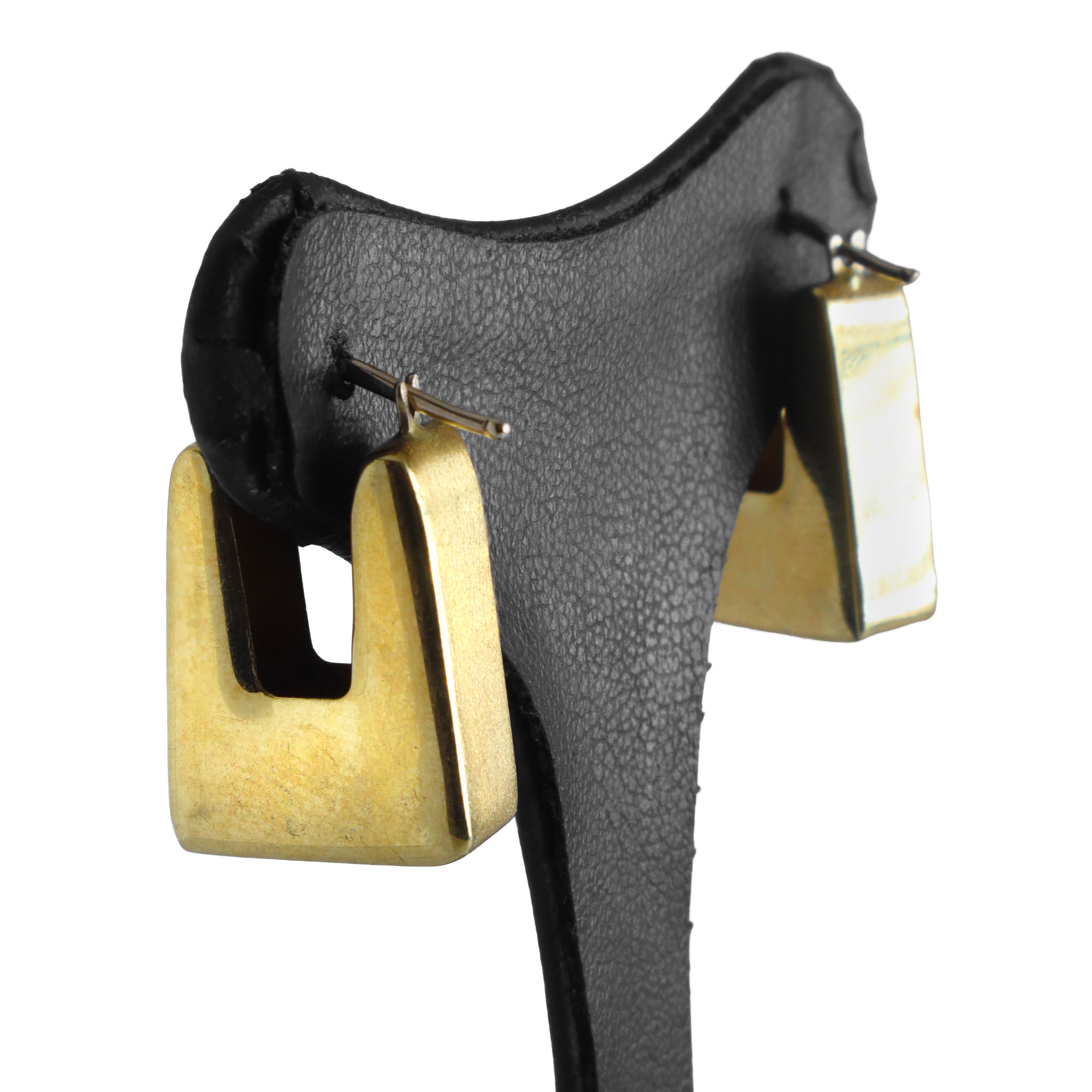 Orecchini in oro giallo 750di forma squadrata