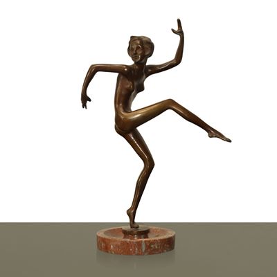 Bakona, Ballerina in bronzo su marmo rosso (scultura periodo Decò, anni '20)