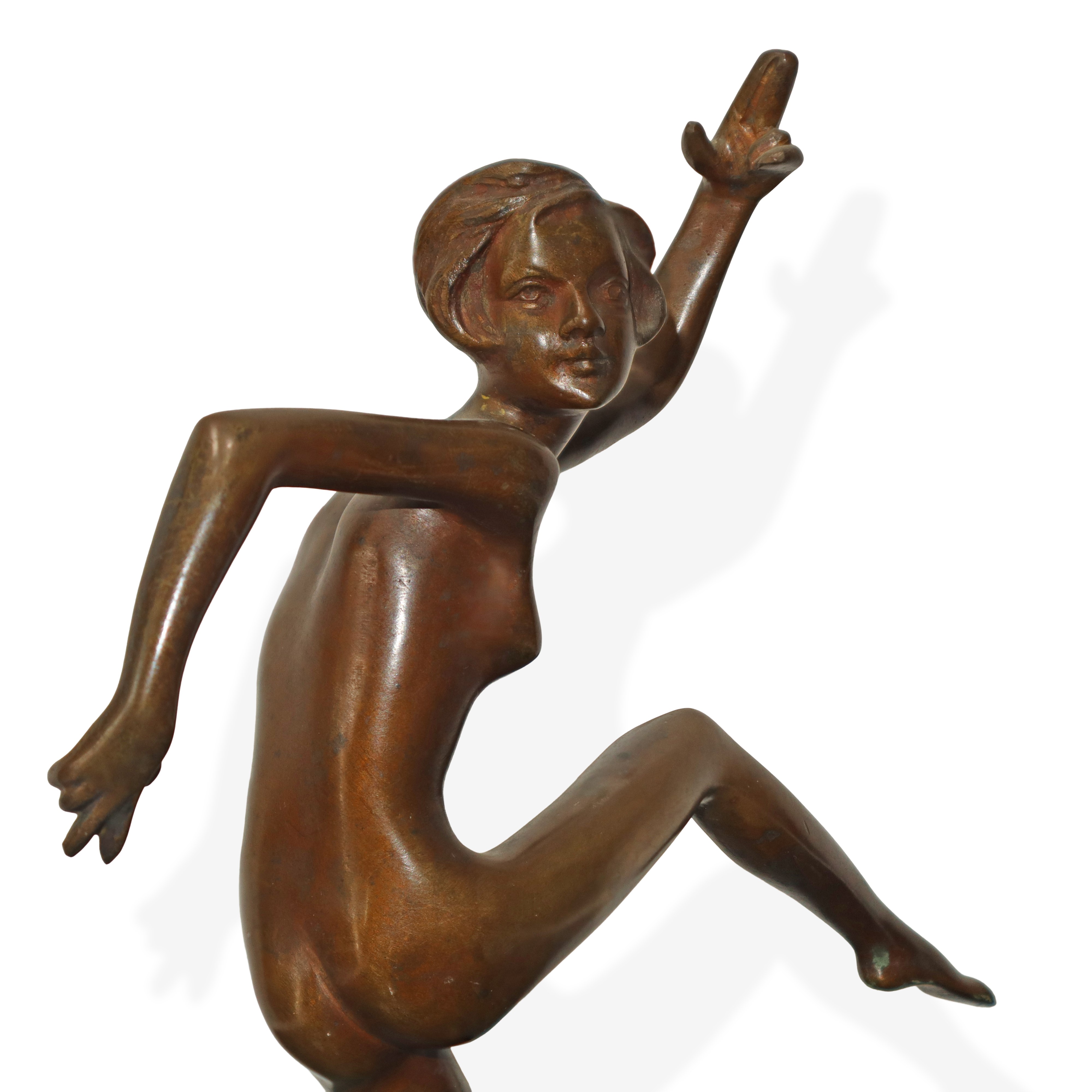 Bakona, Ballerina in bronzo su marmo rosso (scultura periodo Decò, anni '20)