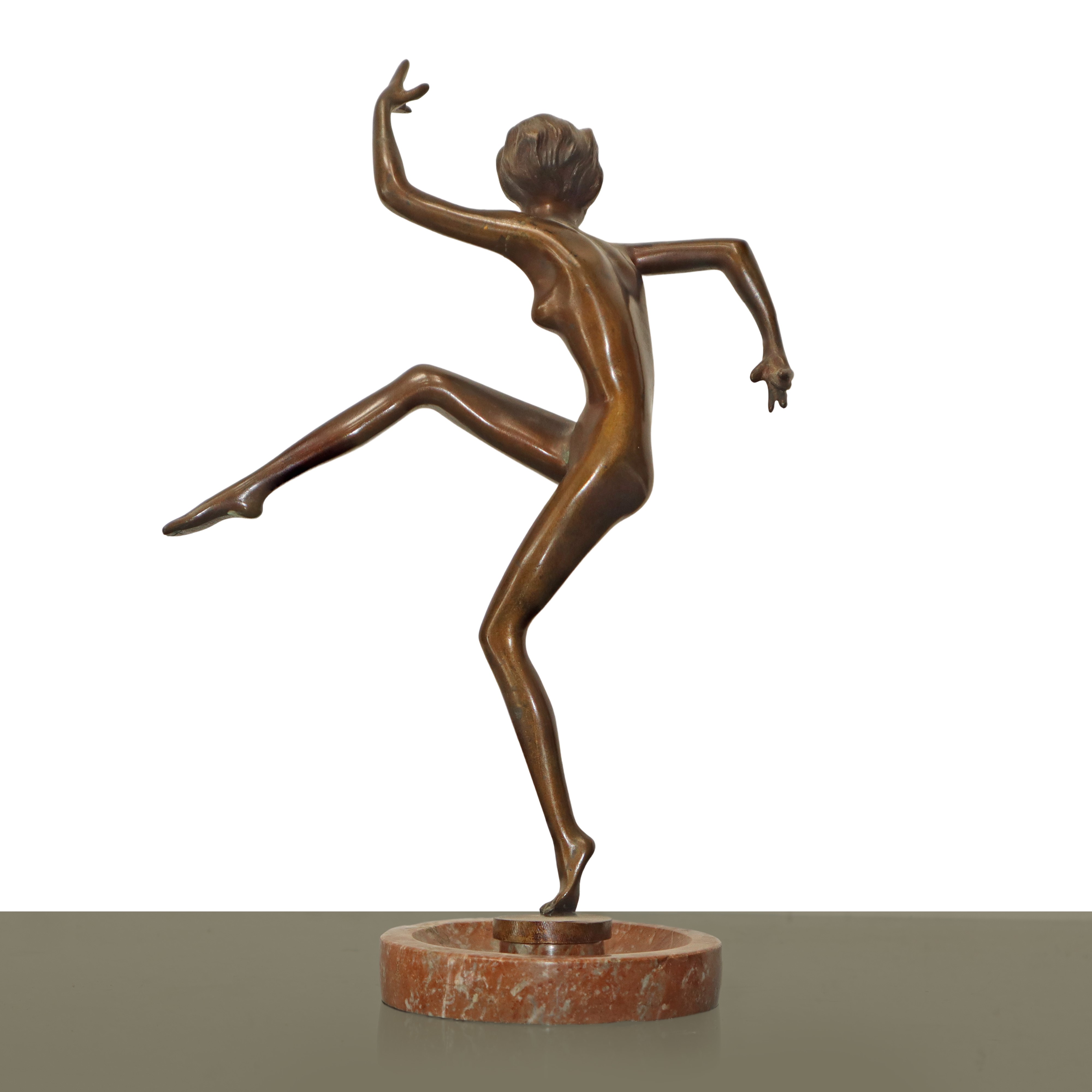 Bakona, Ballerina in bronzo su marmo rosso (scultura periodo Decò, anni '20)