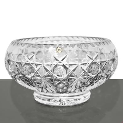 Bowl in cristallo di Boemia intagliato con stelle, diametro 25 cm