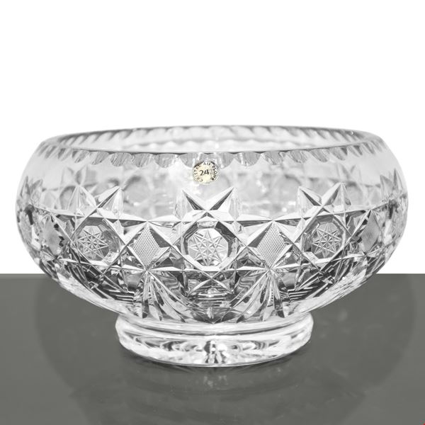 BOHEMIAN CRYSTAL BOWL CARVED WITH STARS