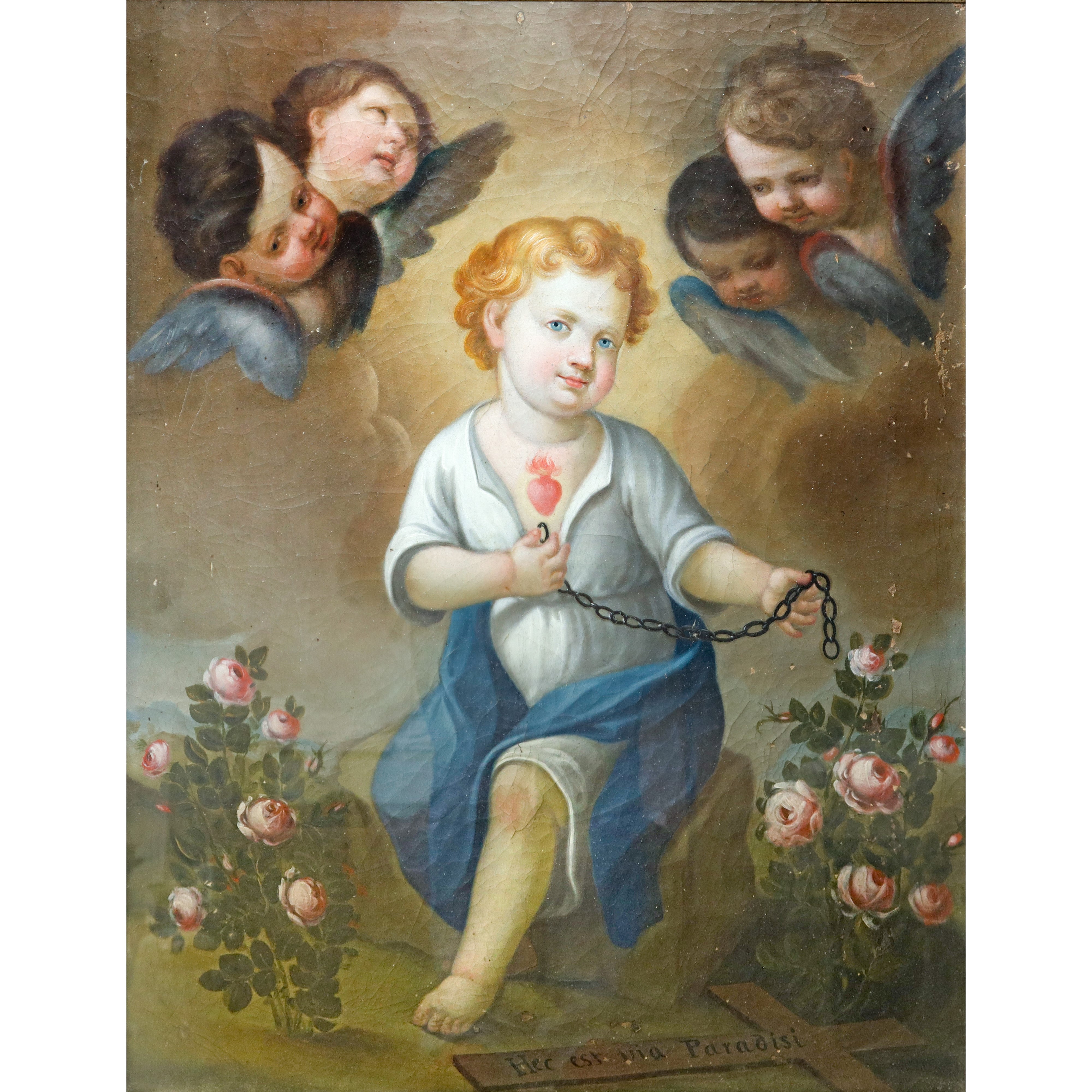 Gesù Bambino e il Sacro Cuore, olio su tela
