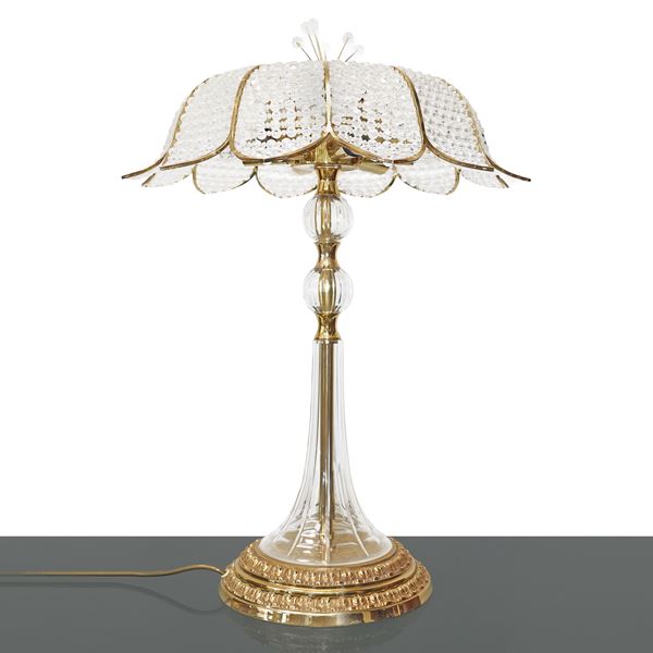 Lampshade with 6 lights in gold metal and glass