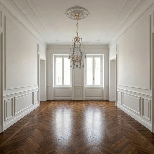 Three-light chandelier in gold-plated metal with Murano glass drops