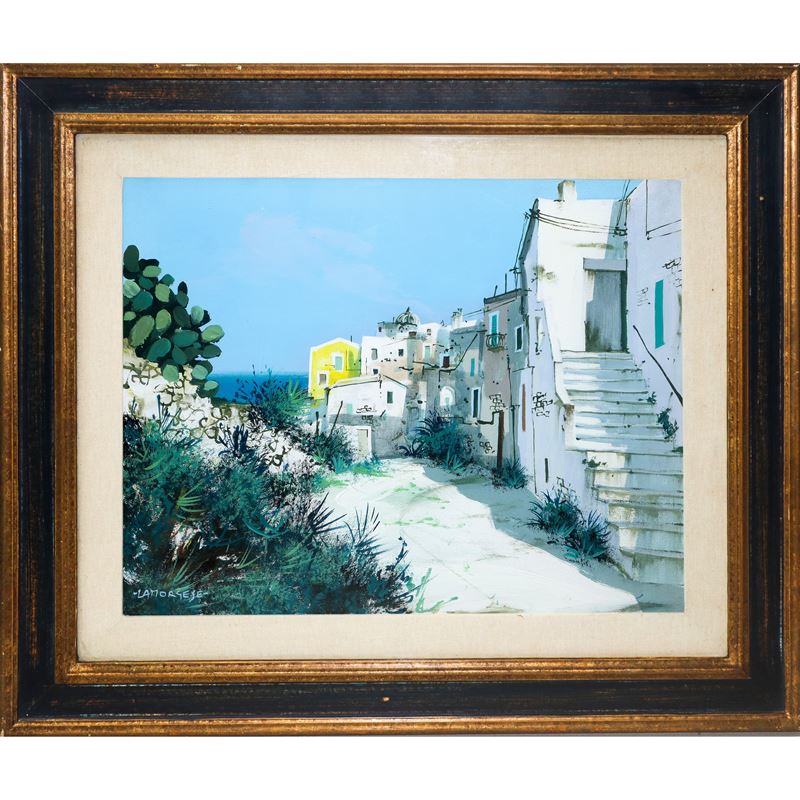 Angelo Lamorgese - Paesaggio pugliese, olio su tela