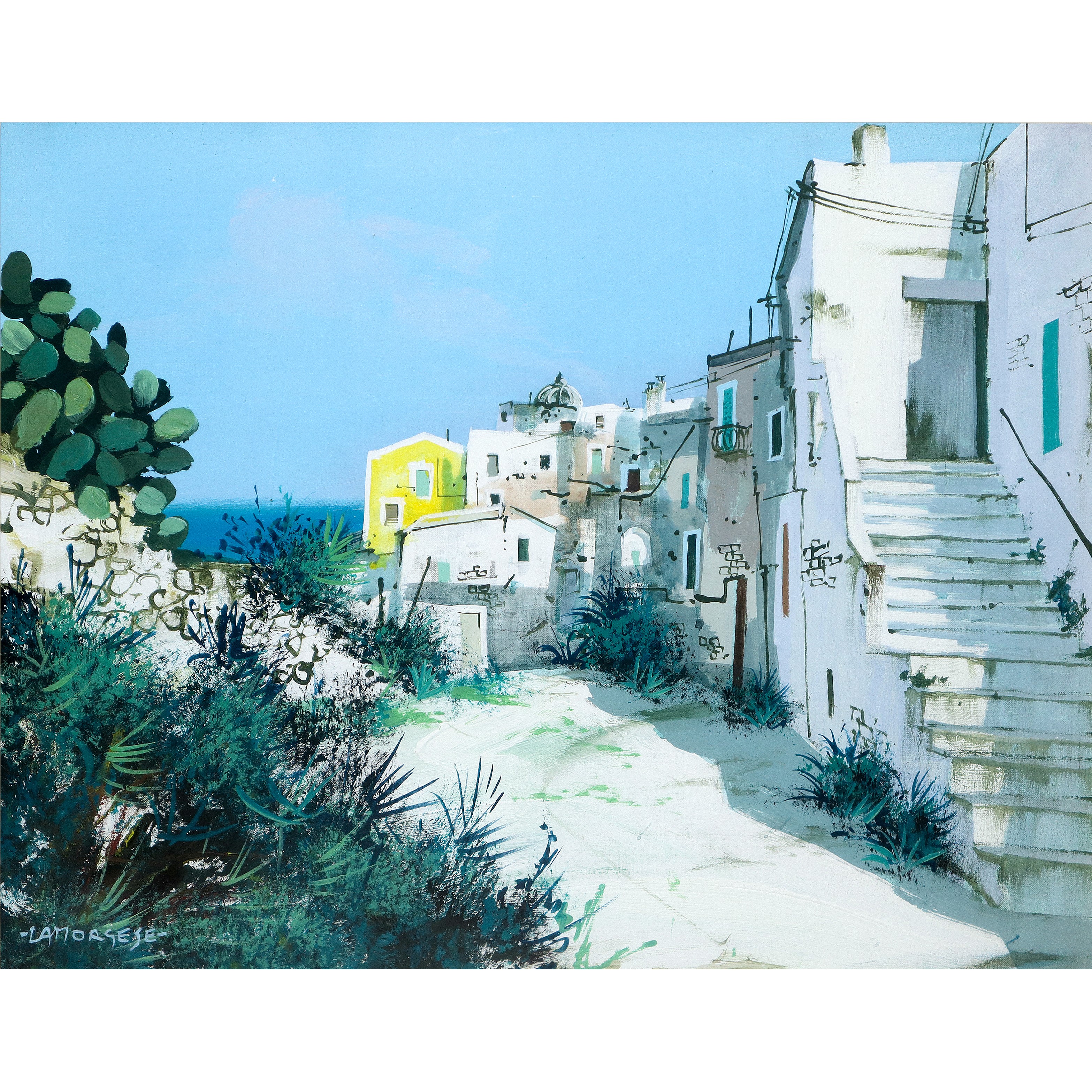 Angelo Lamorgese - Paesaggio pugliese, olio su tela