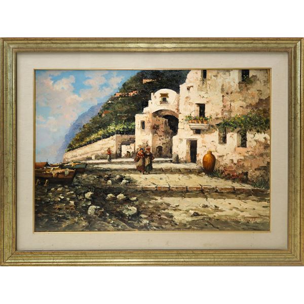 Domenico Tosetto - Scorcio di paese mediterraneo