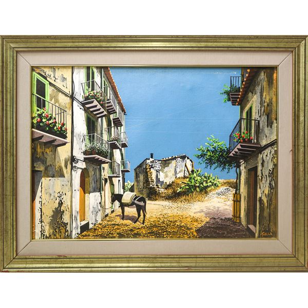 Giuseppe Gallà - Scorcio mediterraneo con mulo
