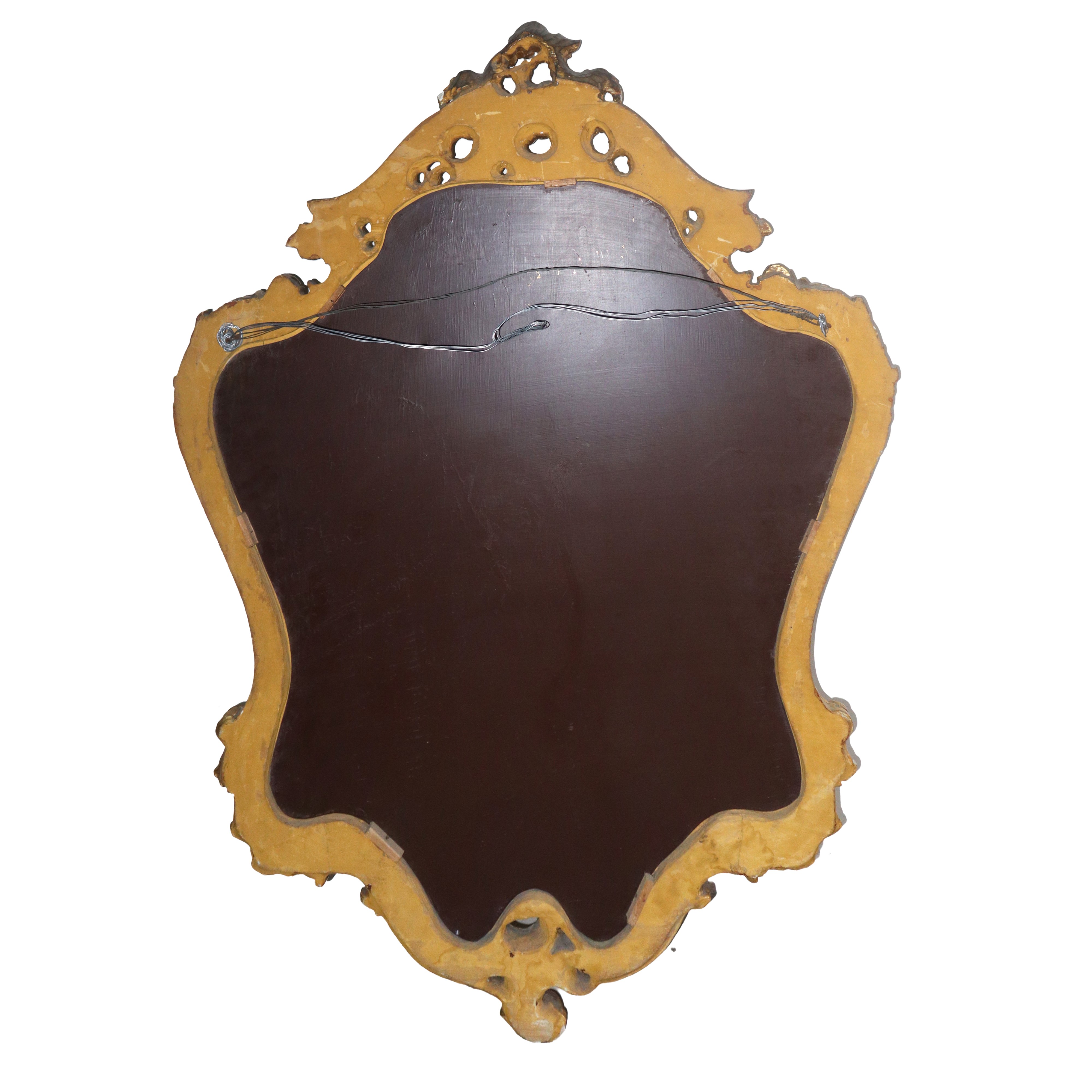 Specchiera dorata, specchio verticale con cornice decorata, h 117 x 92 cm