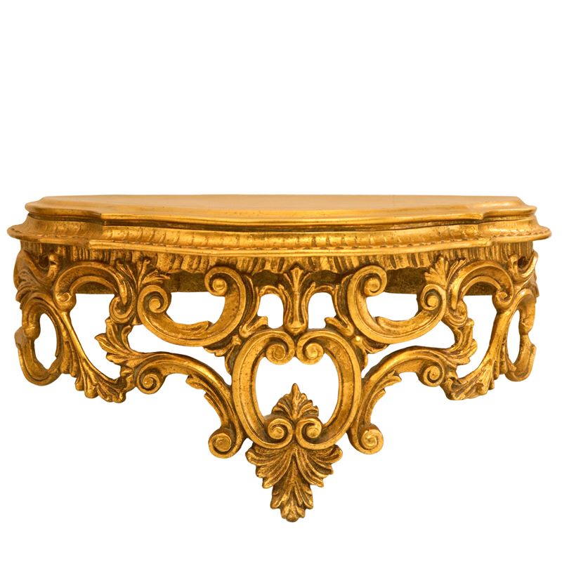 Mensola dorata, arredo d'interno, dimensioni h 23 x 48 x 20 cm