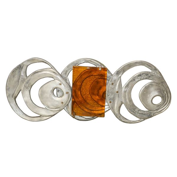 Domenico Girbino - Spiral sculpture in silver metal and yellow glass