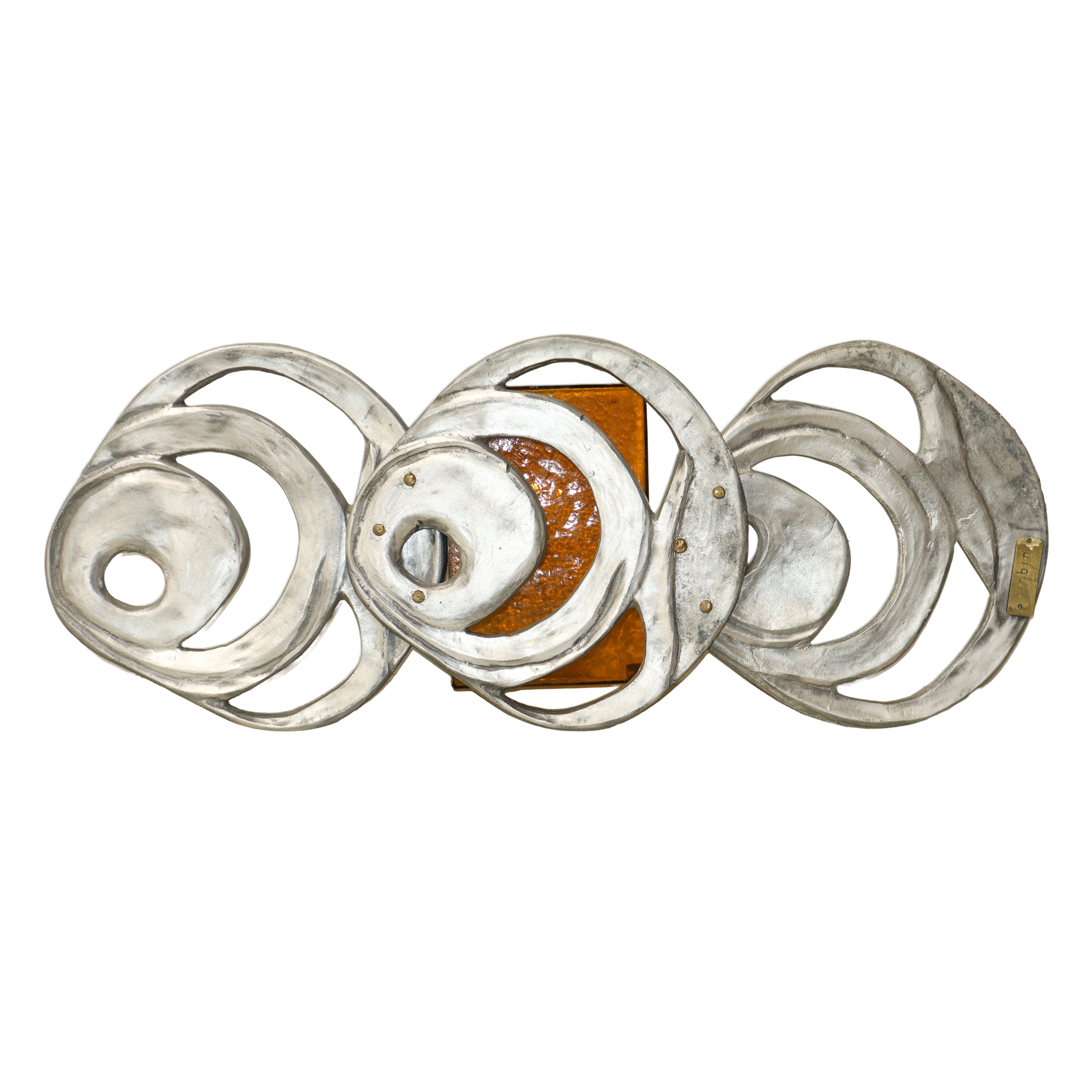 Domenico Girbino - Scultura a spirale in metallo argentato e vetro giallo