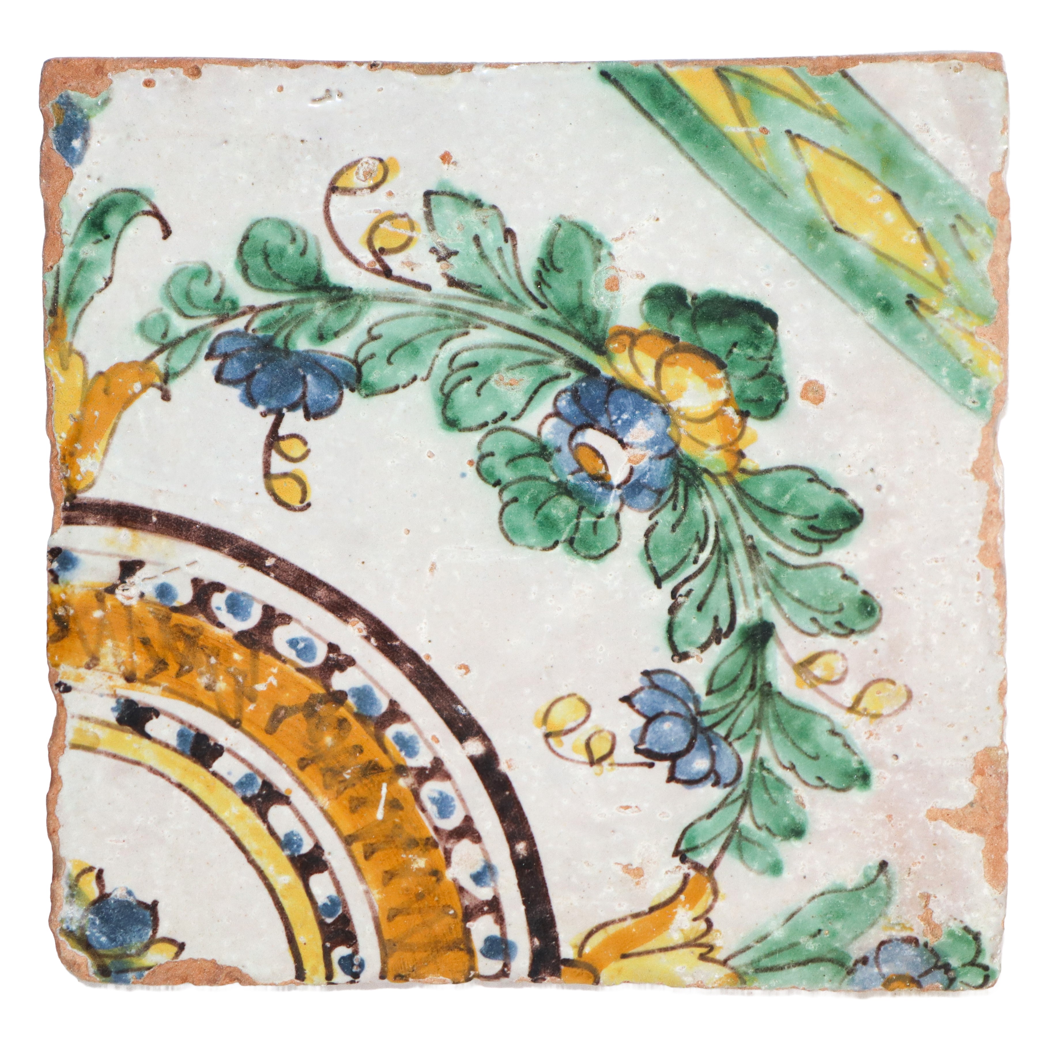 N°4 Piastrelle in Ceramica Siciliana policroma
