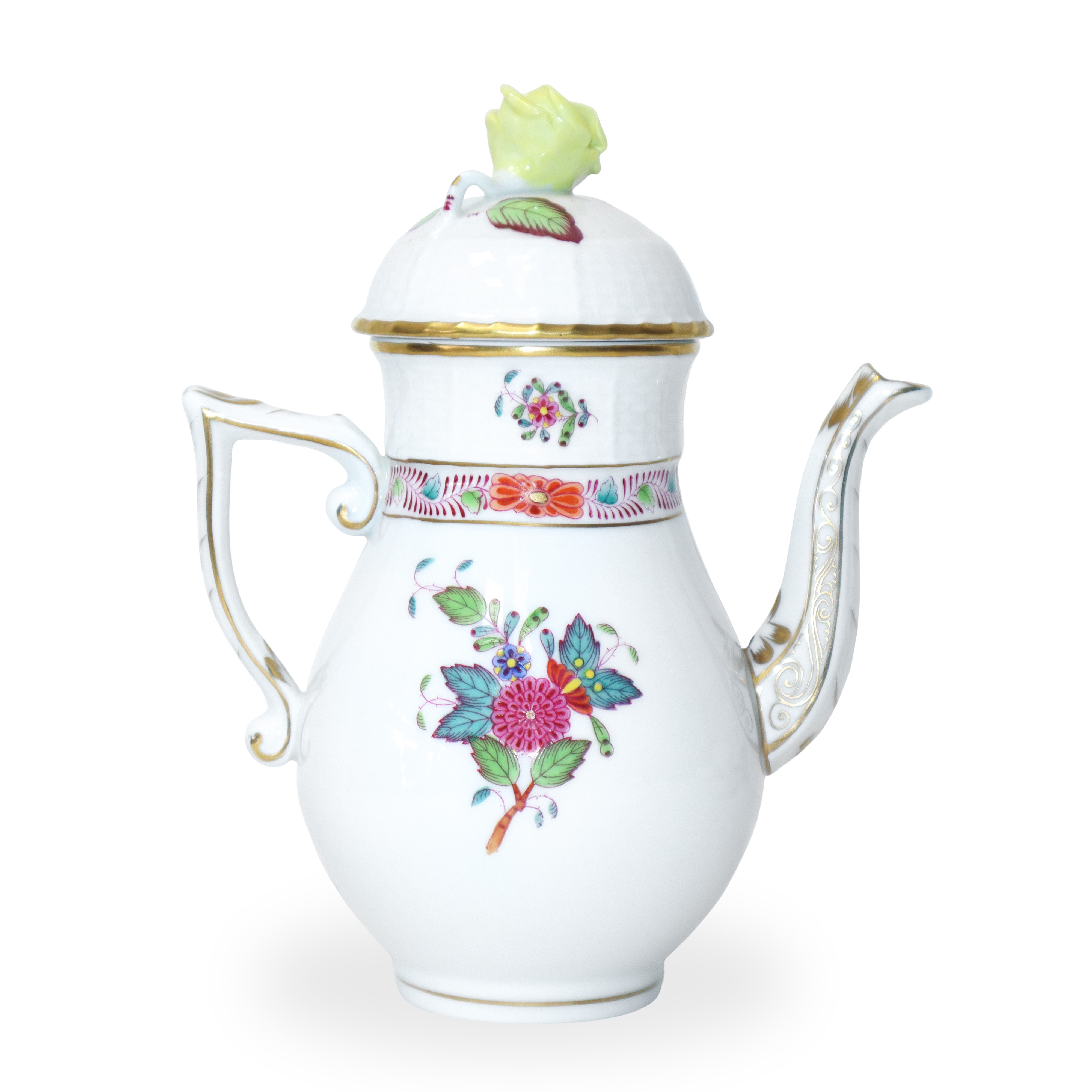 Herend Hungary - Servizio da caffè tête-à-tête modello “Apponyi” in porcellana bianca con decoraz...