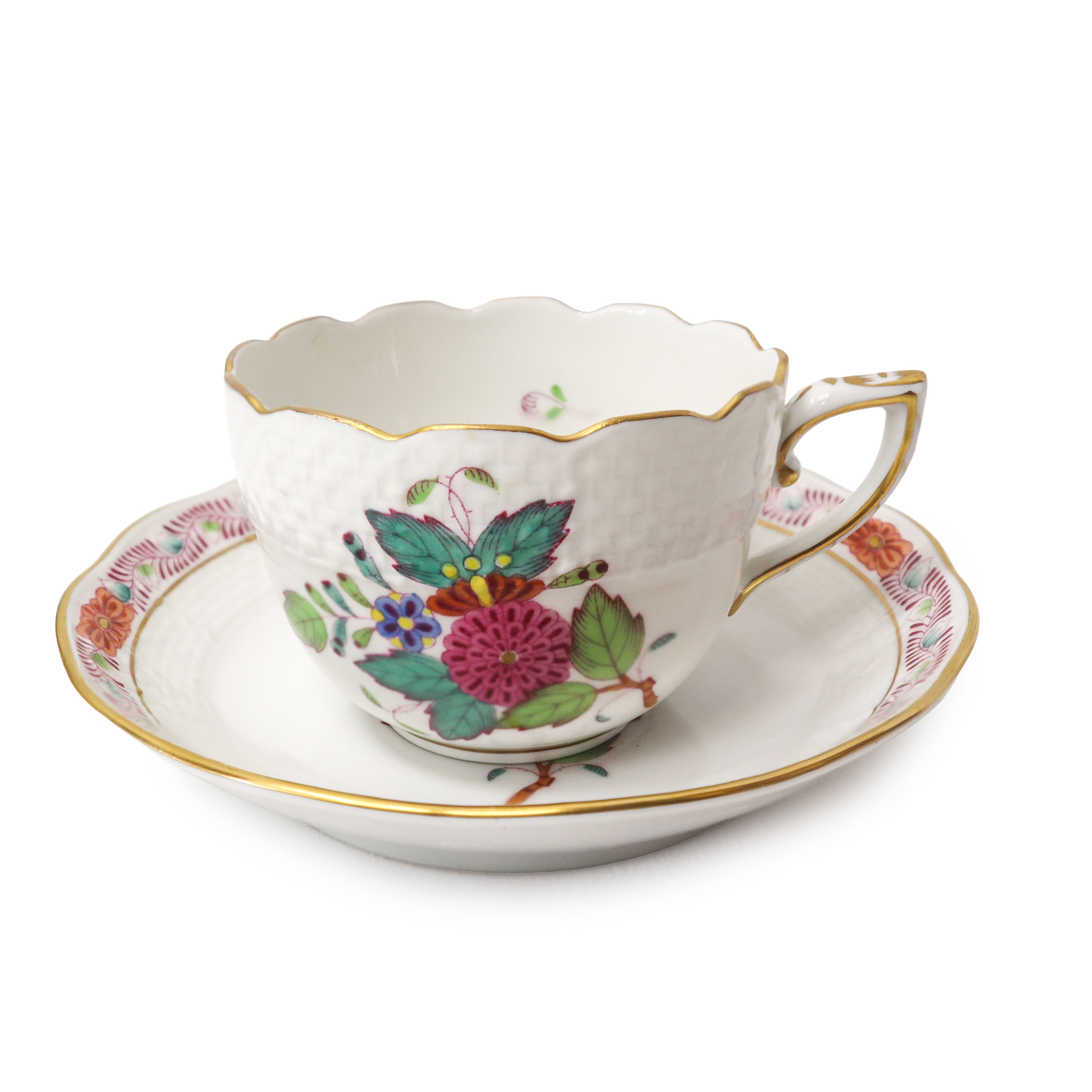 Herend Hungary - Servizio da caffè e da tè modello “Apponyi” in porcellana bianca con decoro flor...