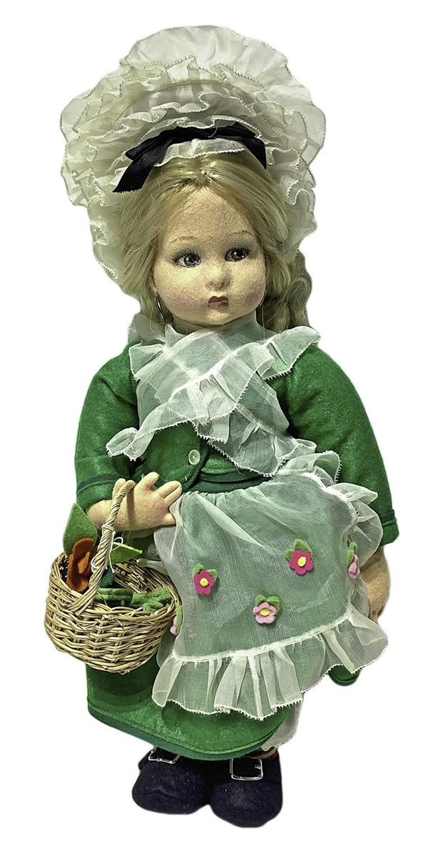 Lenci doll "PIEMONTESINA", mohair hair, painted eyes, stiff limbs, Lenci label certificate, ca 1979, Torino, h. 41 cm, complete with box