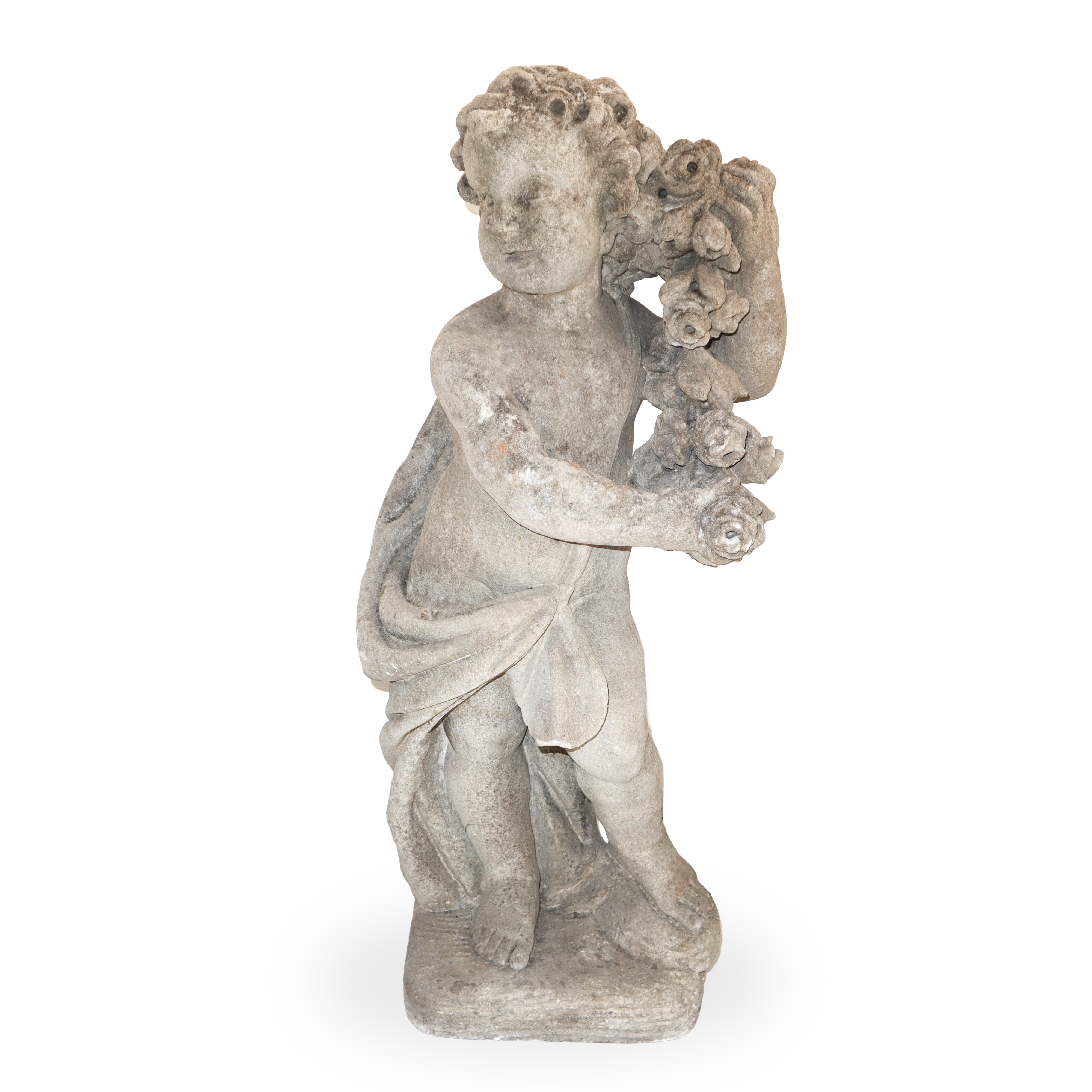 Putti raffiguranti le Quattro Stagioni, pietra bianca calcarea (serie di quattro esemplari), fine...