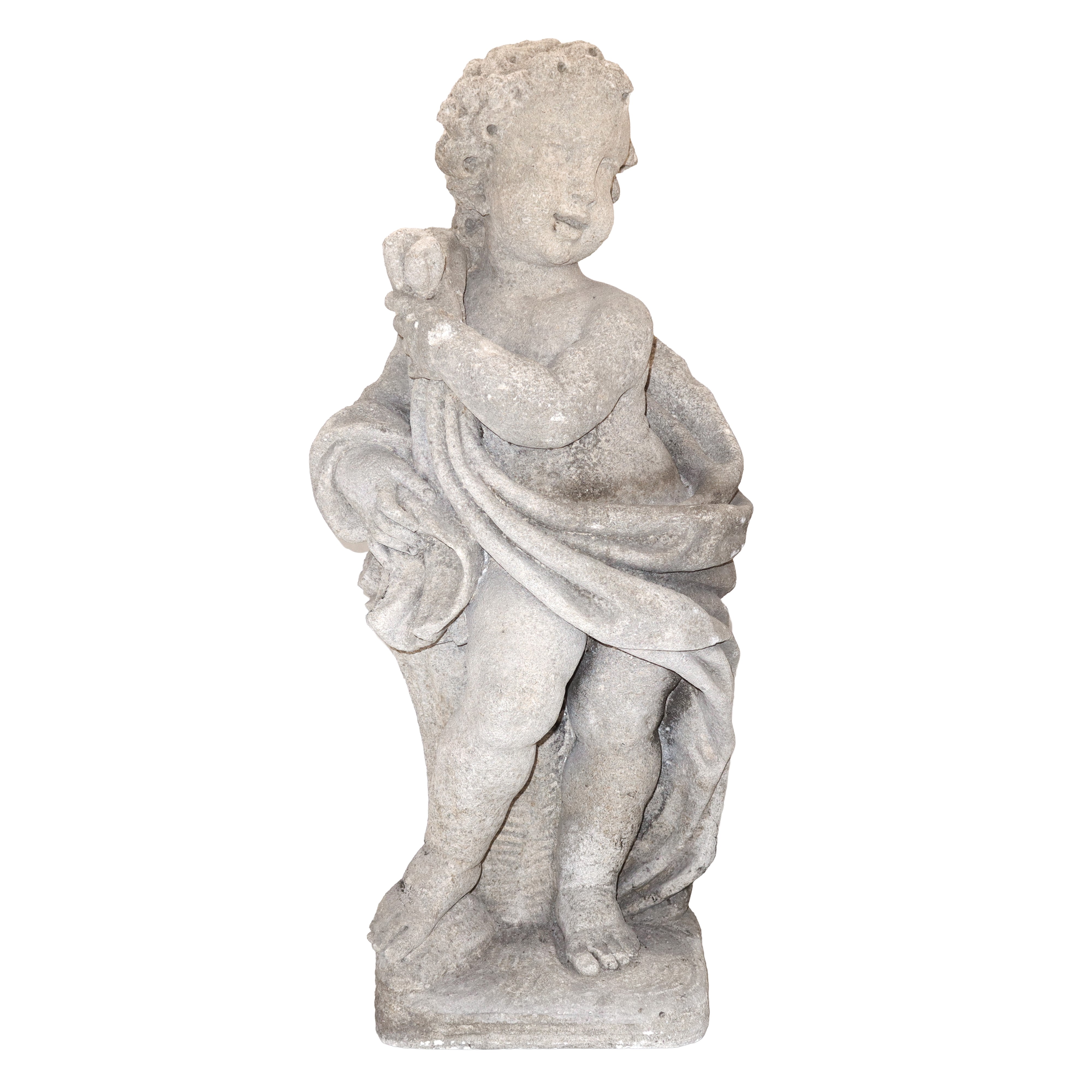 Putti raffiguranti le Quattro Stagioni, pietra bianca calcarea (serie di quattro esemplari), fine...
