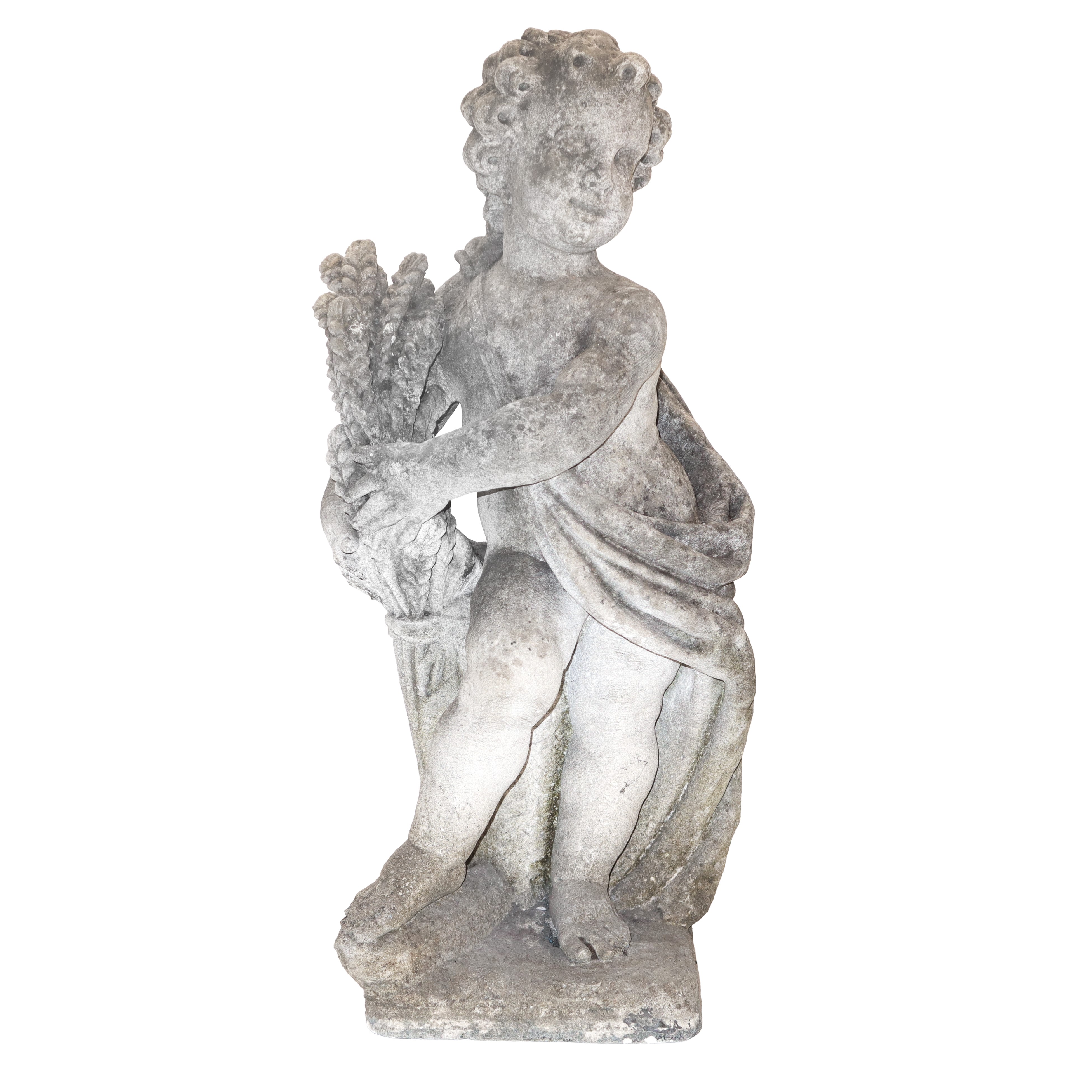 Putti raffiguranti le Quattro Stagioni, pietra bianca calcarea (serie di quattro esemplari), fine...