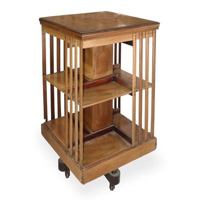 Libreria girevole in legno, stile industriale
