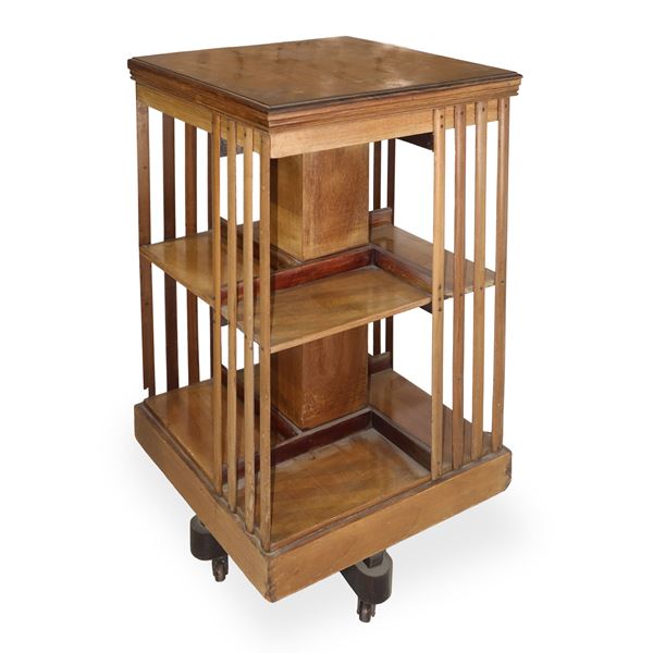Revolving wooden bookcase