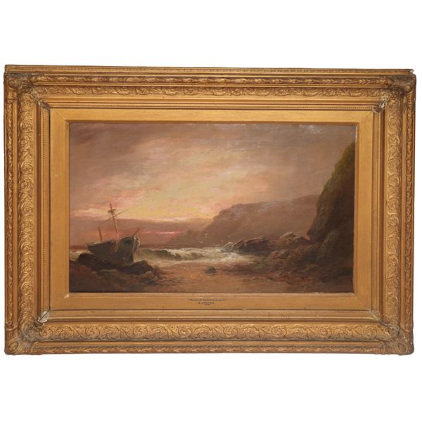 Edwin  Hayes - Coastal landscape at sunset