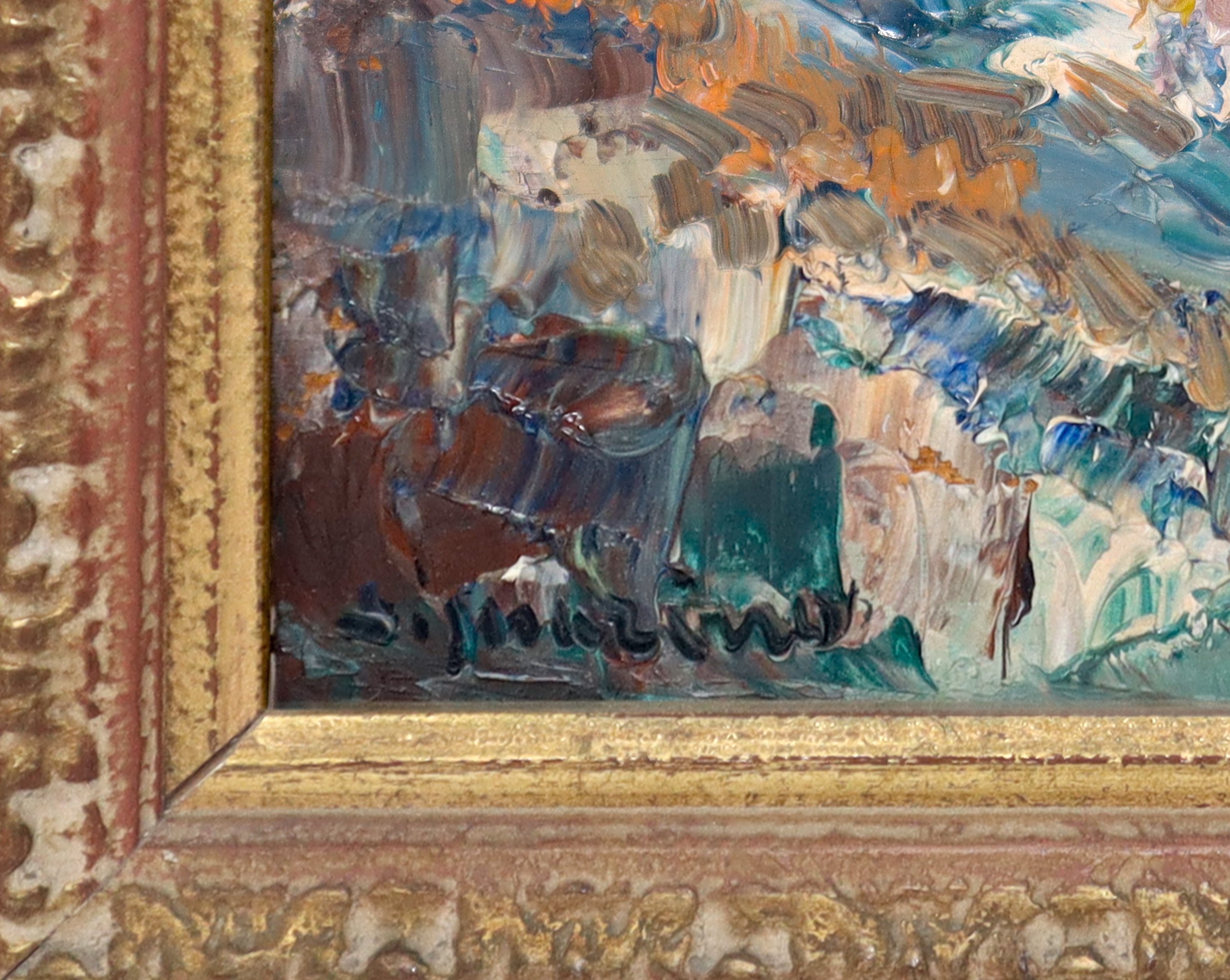 Marino, Paesaggio costiero con case e personaggi