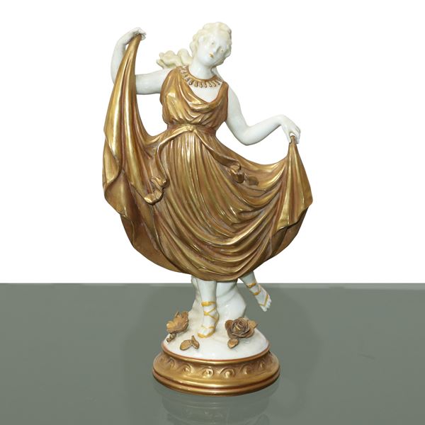 Capodimonte - Dancer in a golden dress, Capodimonte porcelain sculpture