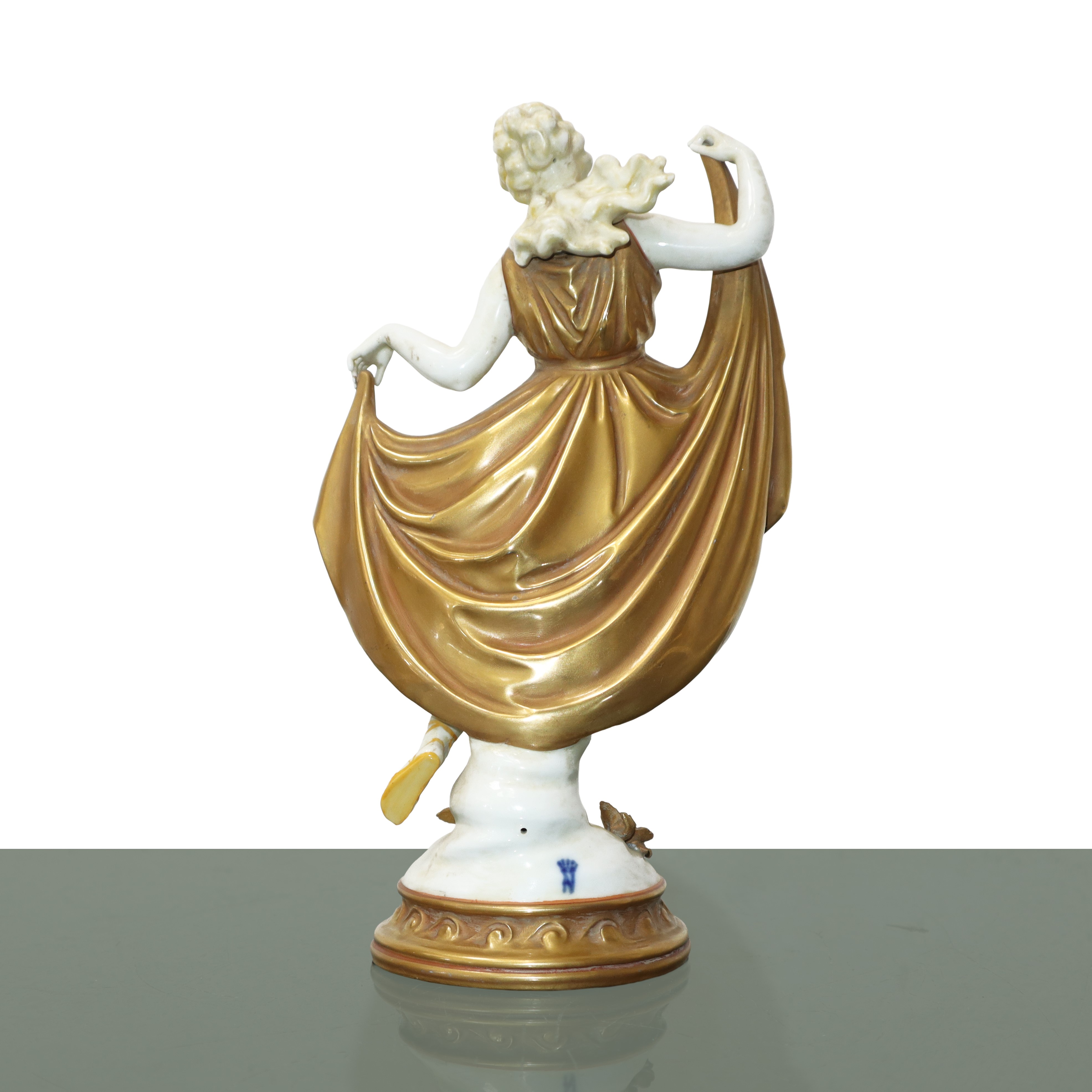 Capodimonte - Danzatrice in abito dorato, scultura in porcellana