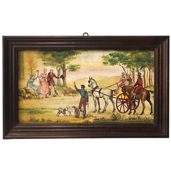 Eugenio Pattarino - Scenetta di genere con carrozza