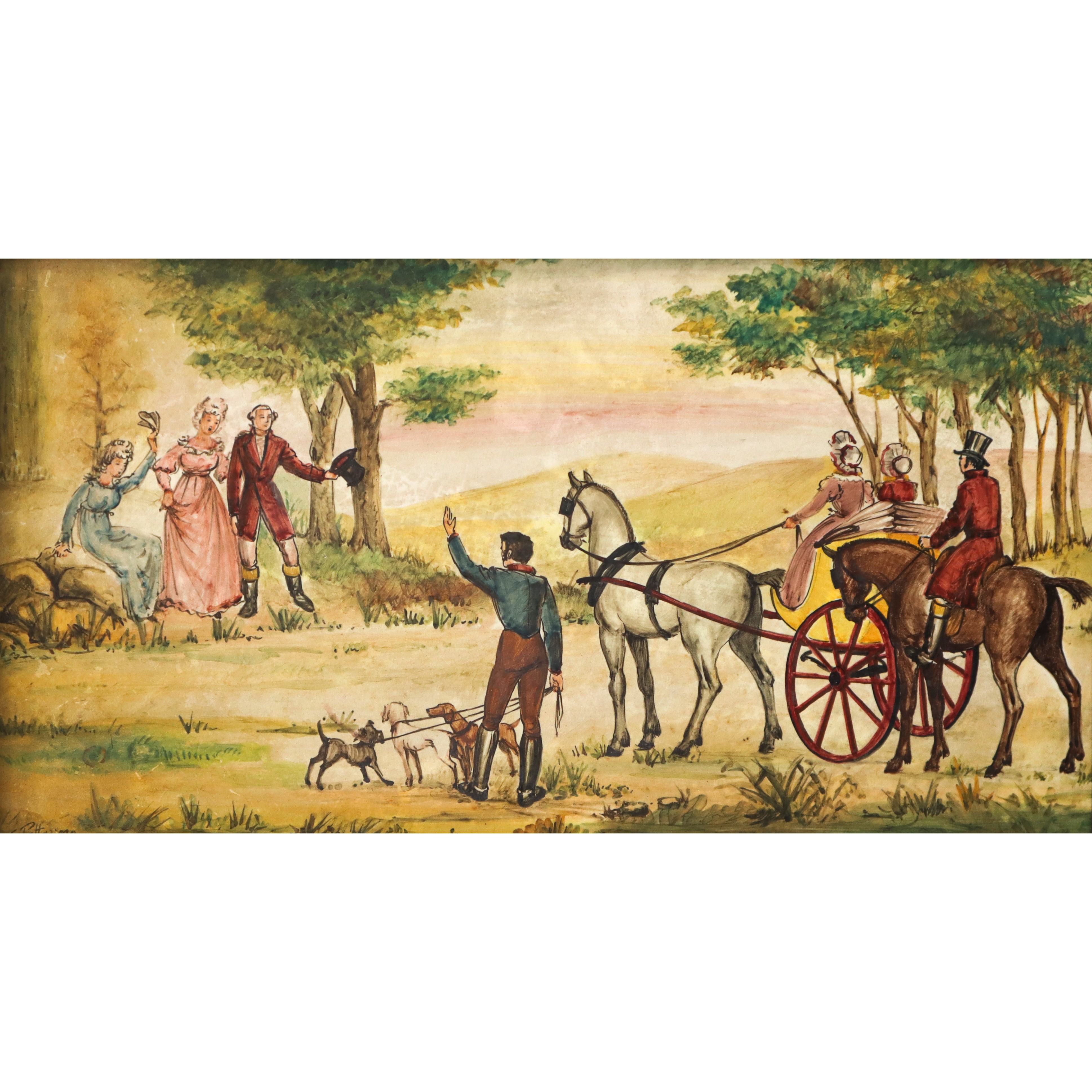 Eugenio Pattarino - Scenetta di Genere con Carrozza