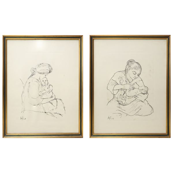 Corrado Cagli - No. 2 prints of Maternity by Cagli