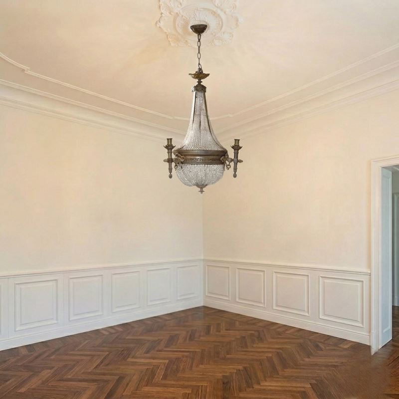 Lampadario con brindoli a pallini in vetro