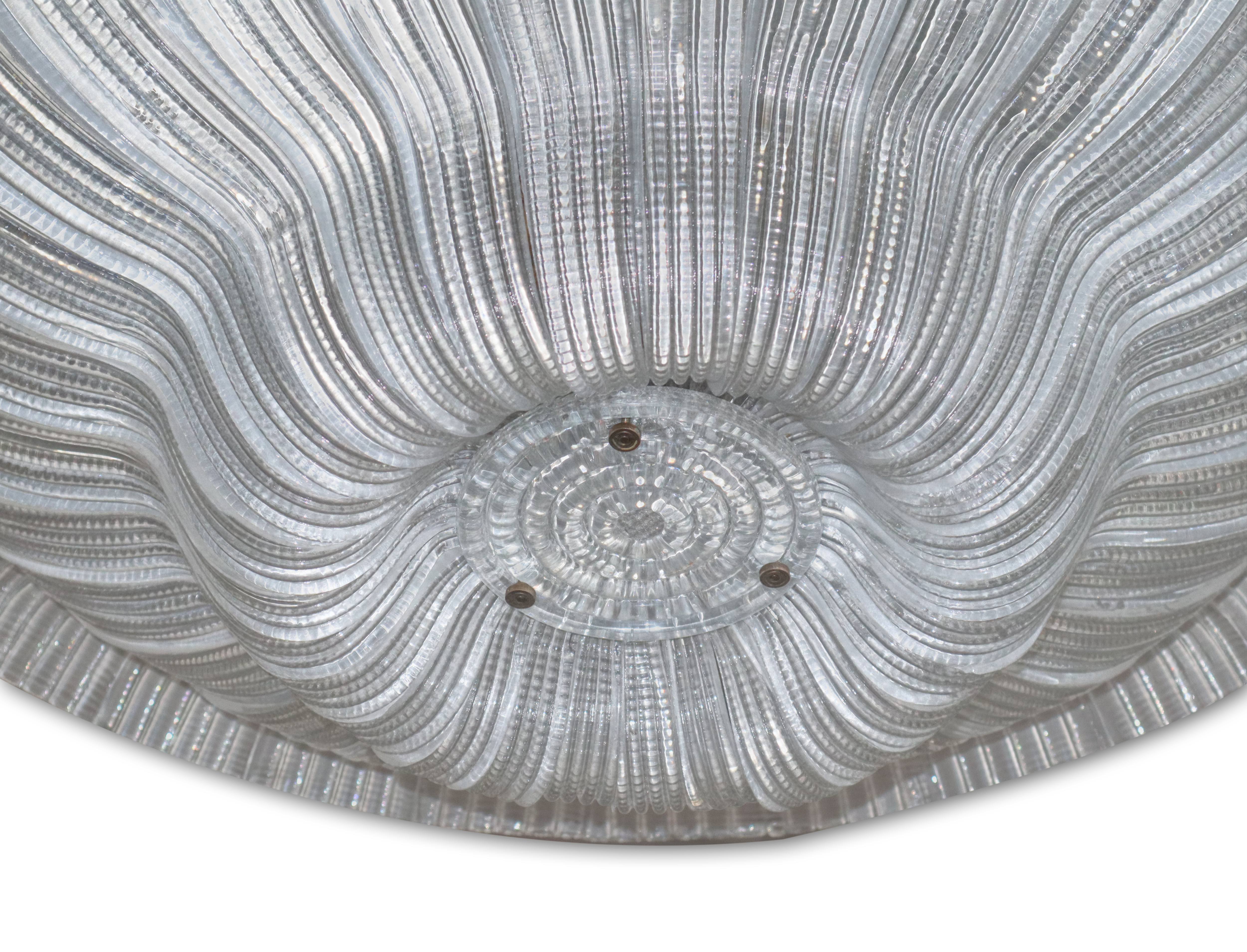 Venini - Plafone in vetro di Murano cordonato (anni '40), Ø 92 cm