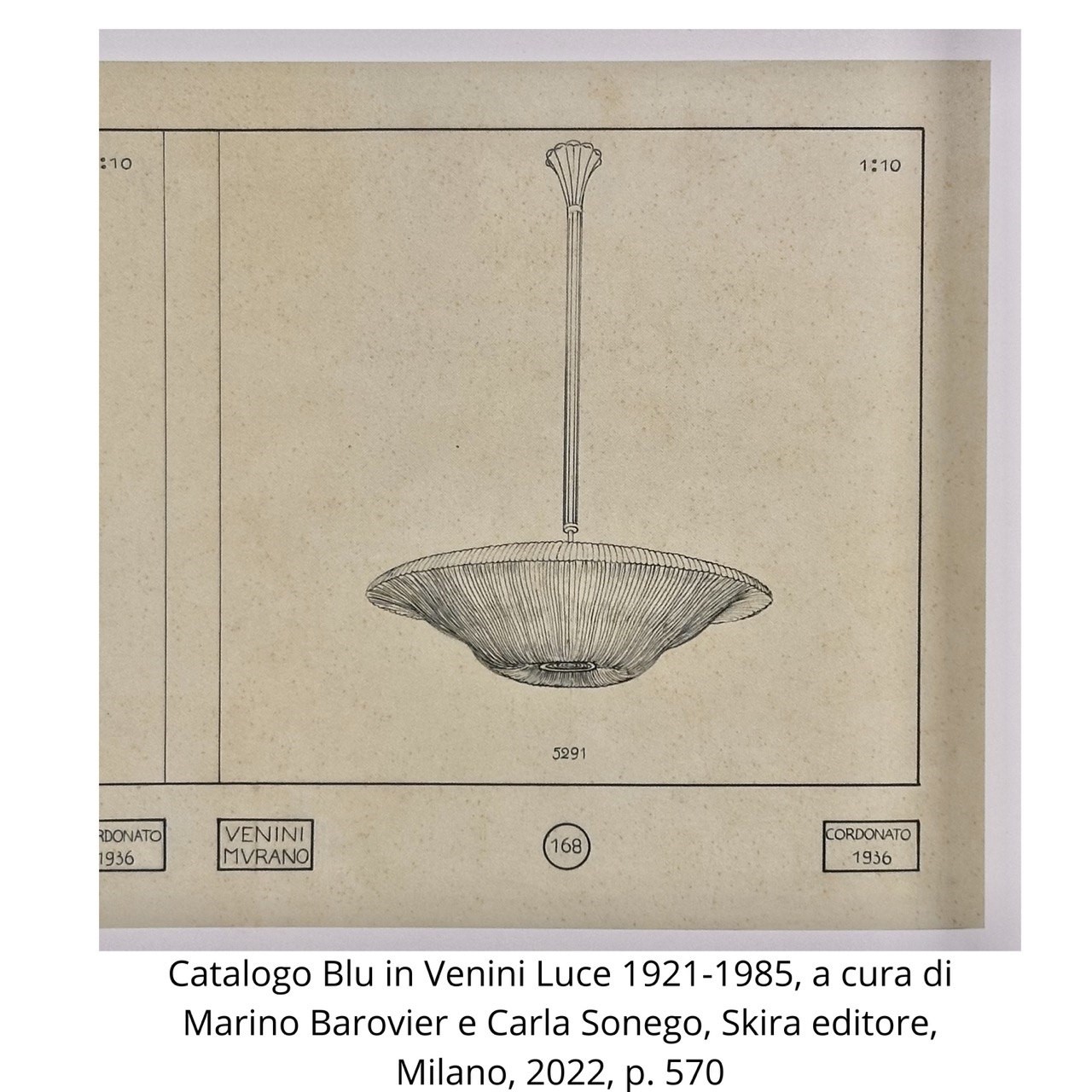 Venini - Plafone in vetro di Murano cordonato (anni '40)