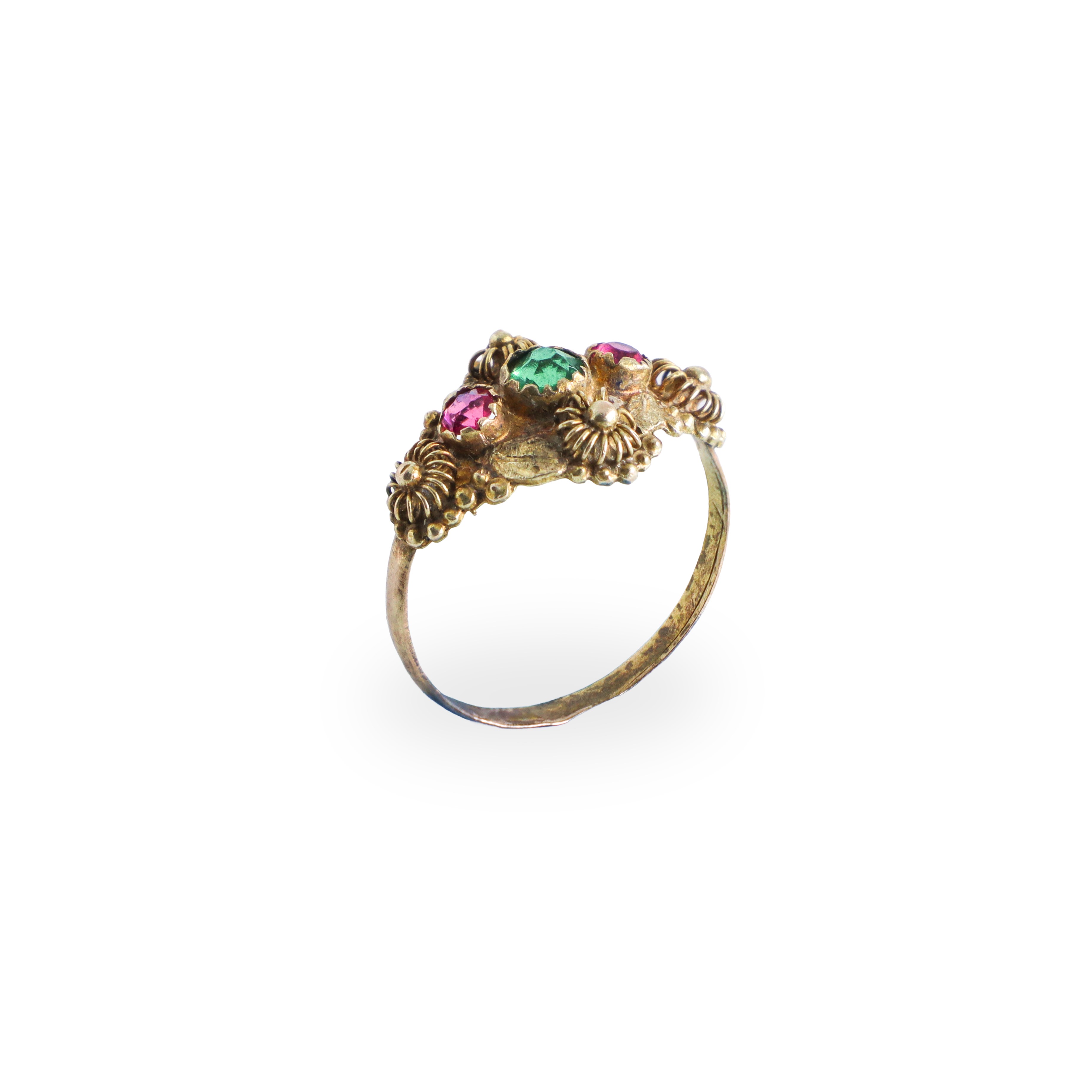 Anello in oro giallo basso titolo con pietre
