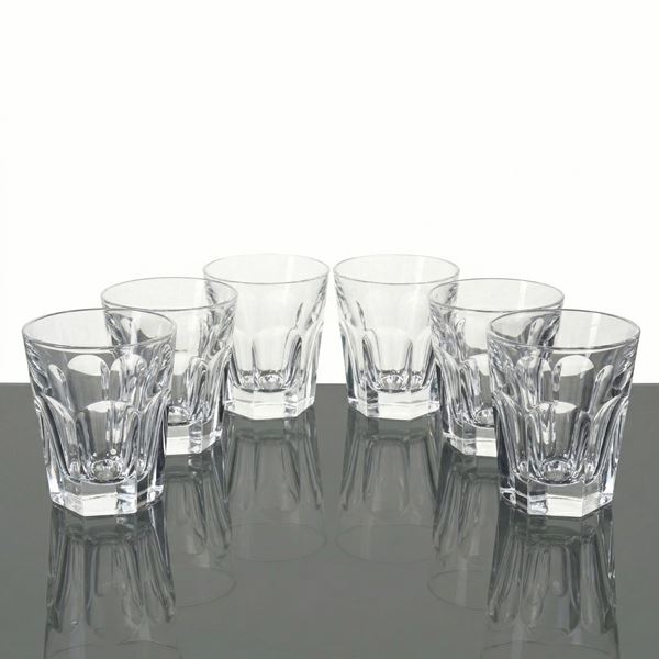Baccarat France - Set of 6 whiskey glasses in crystal, Baccarat Harcourt model, Baccarat model