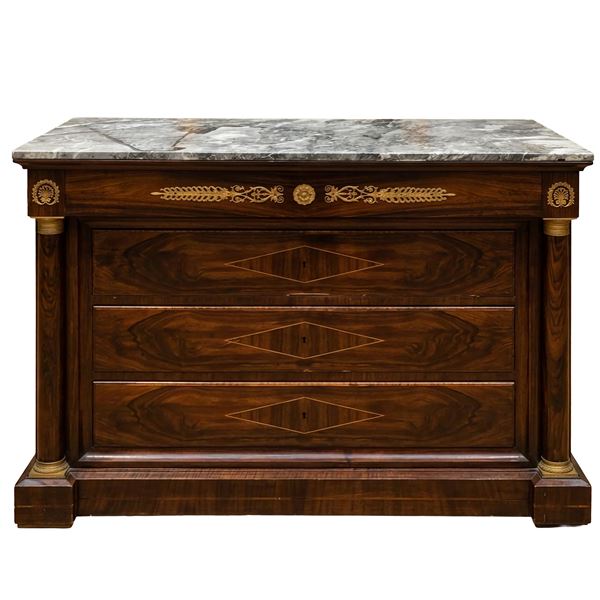 3-drawer chest of drawers with grey marble top
