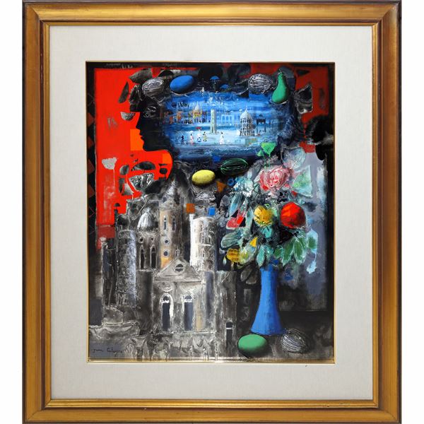Jean Calogero - Fantasia con vaso di fiori