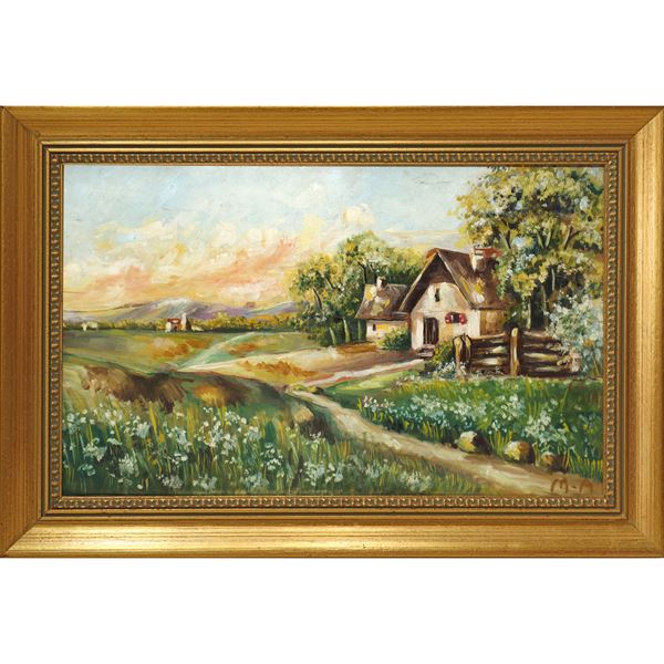 Country landscape with a small house
