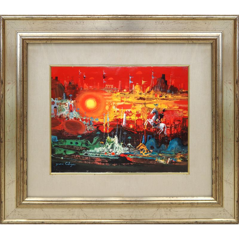Capriccio rosso con sole e cavaliere