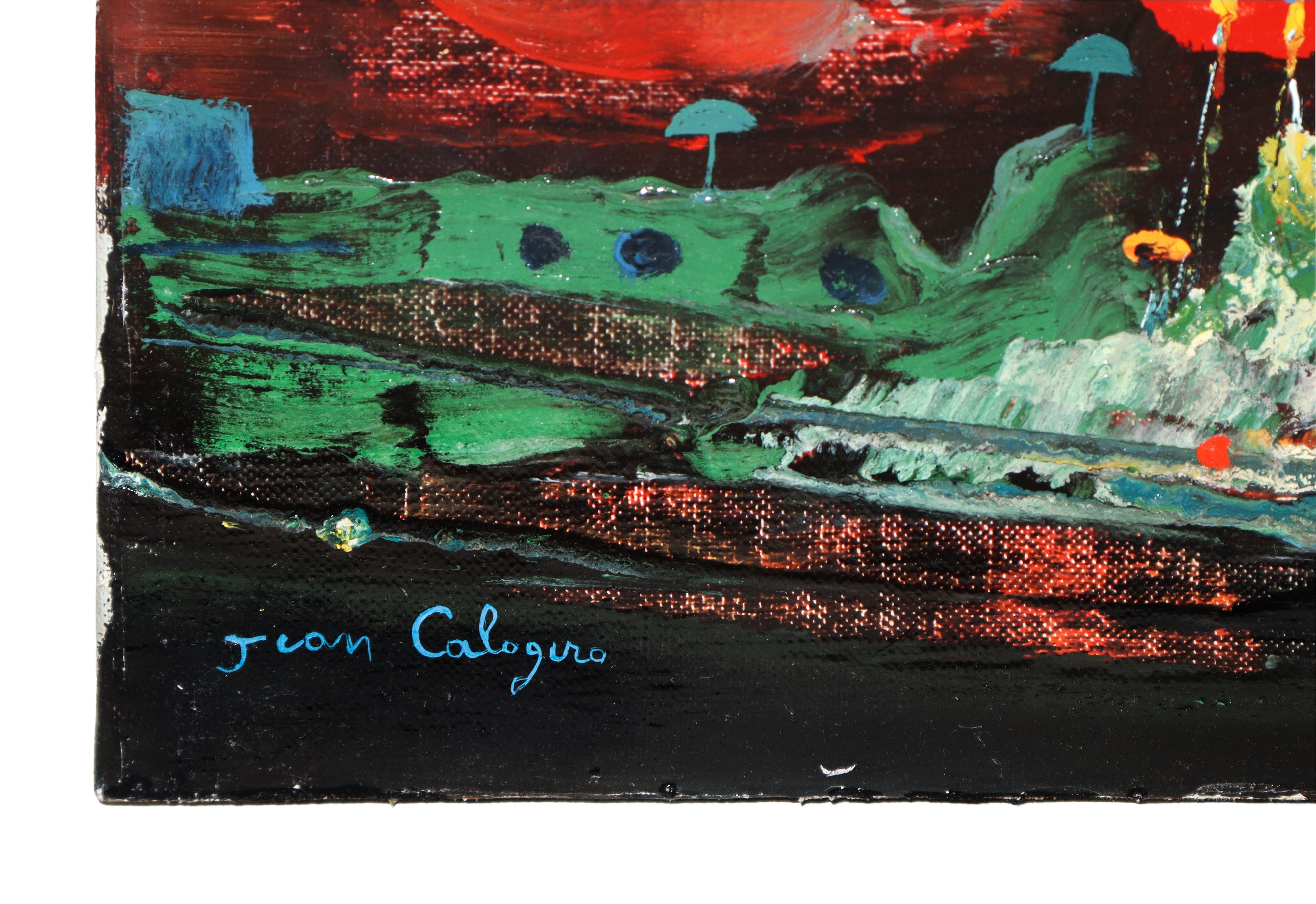 Capriccio rosso con sole e cavaliere