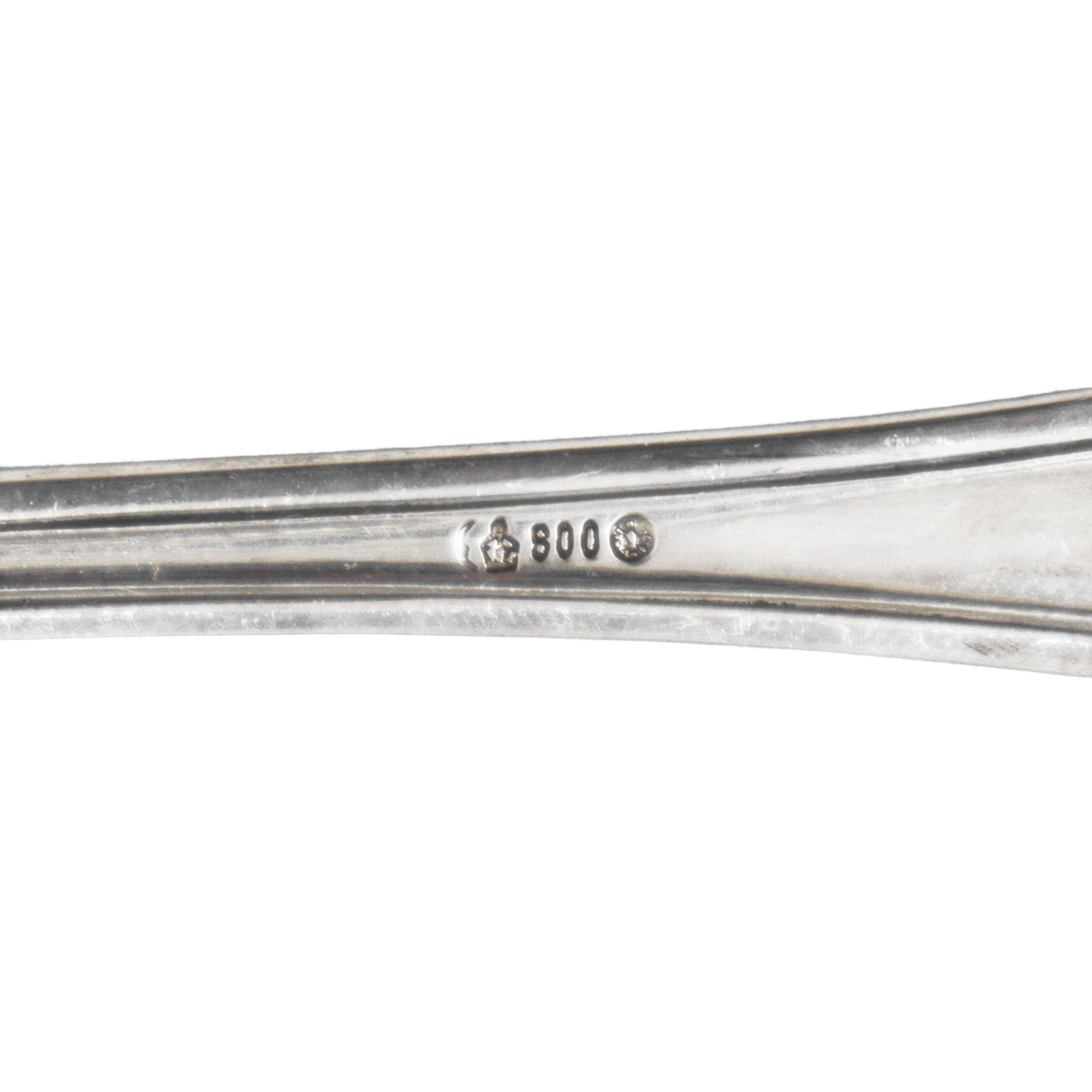 Servizio di posate completo da 10 in argento 800 con monogramma sul manico