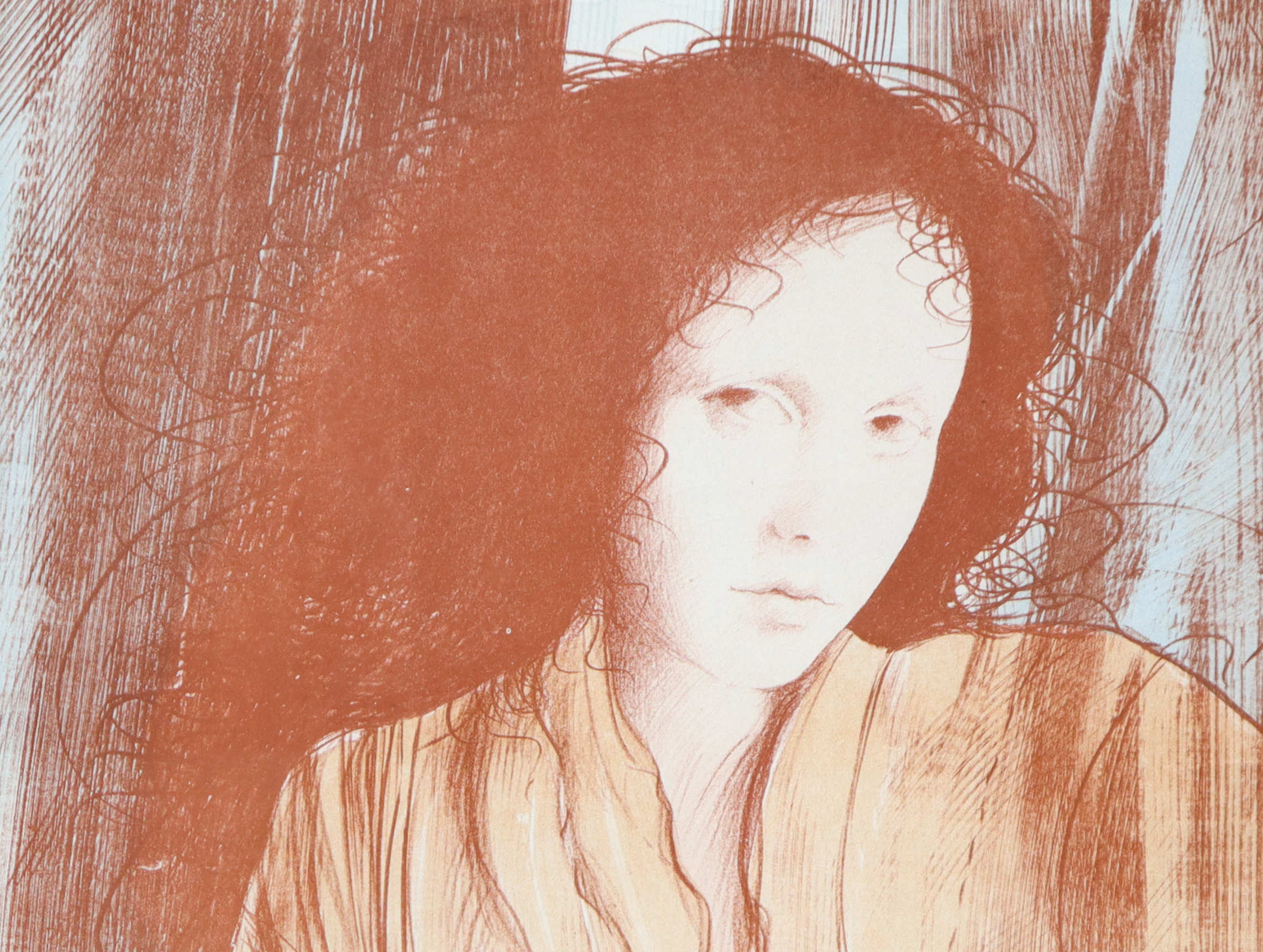 Riccardo Benvenuti - Ritratto di donna, litografia a 4 colori (1976)