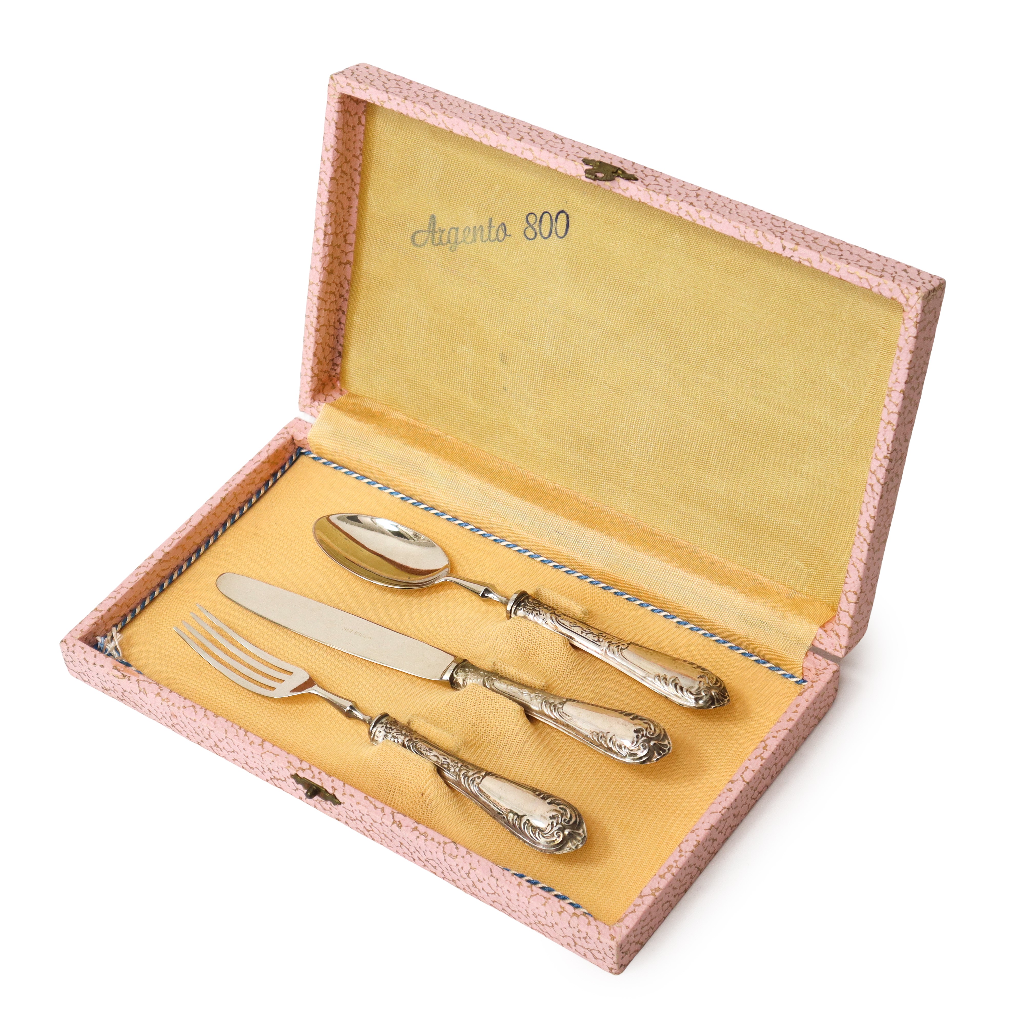 Set di posate da bambino in argento 800, gr 54
