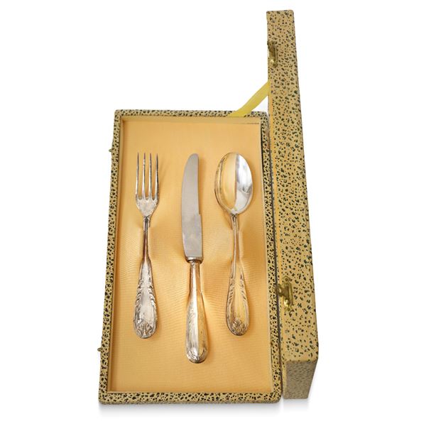 Set di posate da bambino in argento 800