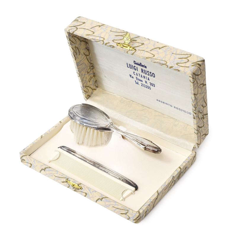 Set da toeletta vintage in argento 800