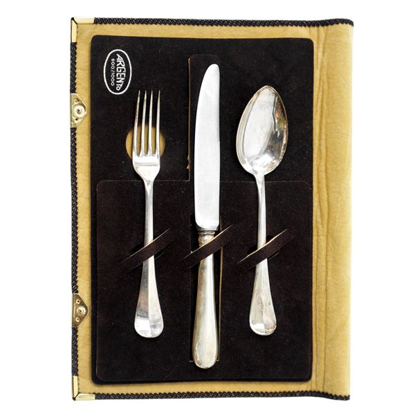 Set di posate da bambino in argento 800